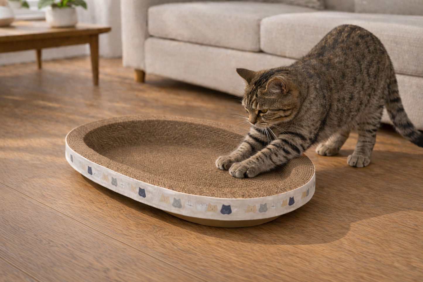 CozyScratch™ – Katzenbett mit integrierter Kratzfläche