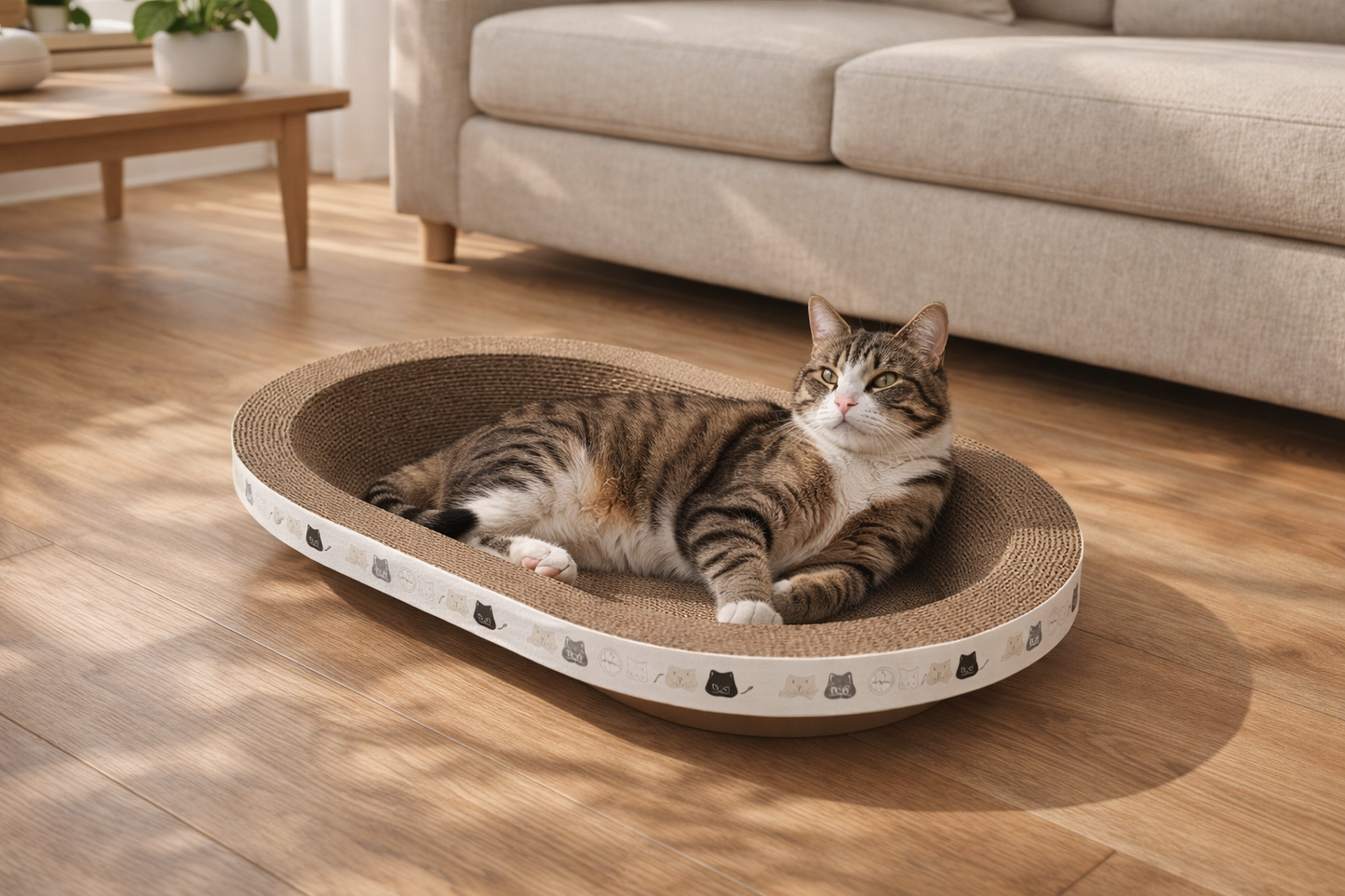 CozyScratch™ – Katzenbett mit integrierter Kratzfläche
