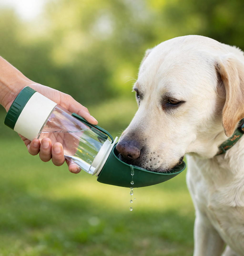 TravelPaws™ – 2-in-1 Trink- & Futterflasche für Hunde