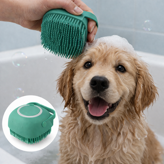 2‑in‑1 Pflege- & Shampoo-Massagebürste für Hunde